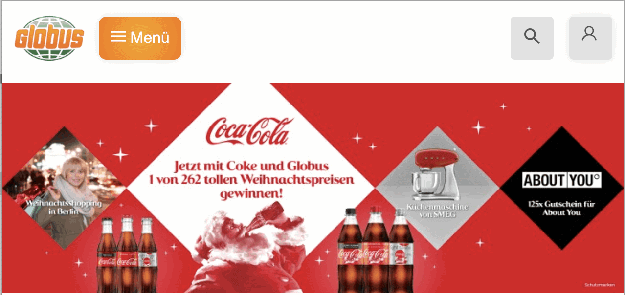 Gewinnspiel-Cases „Einkaufsmärkte & Kaufhäuser“ Globus Coca Cola