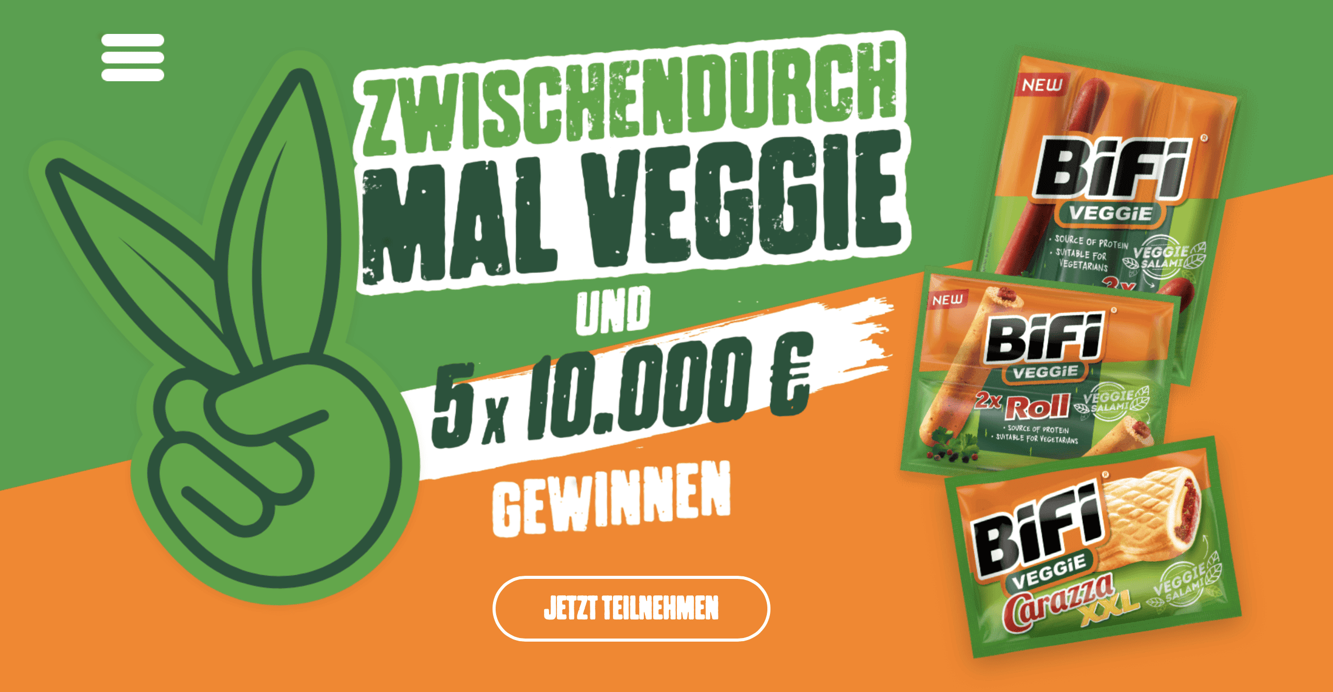 case_BiFi - AUF DEN VEGGIE-GESCHMACK KOMMEN & 5 x 10.000 € GEWINNEN! > zur Datenbank FMCG Food-Gewinnspiele