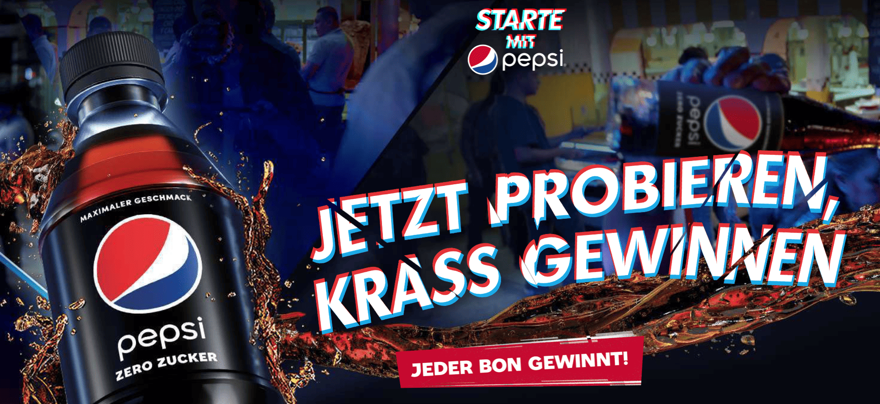 case_Pepsi Zero Zucker - Wöchentlich 5.555 Euro & KFC-Gutscheine gewinnen